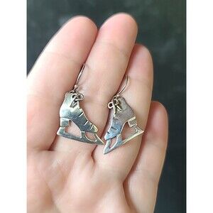 Anne Harvey 925 Sterling Silver Ice Skates Dangling Earrings Vintage Mexico